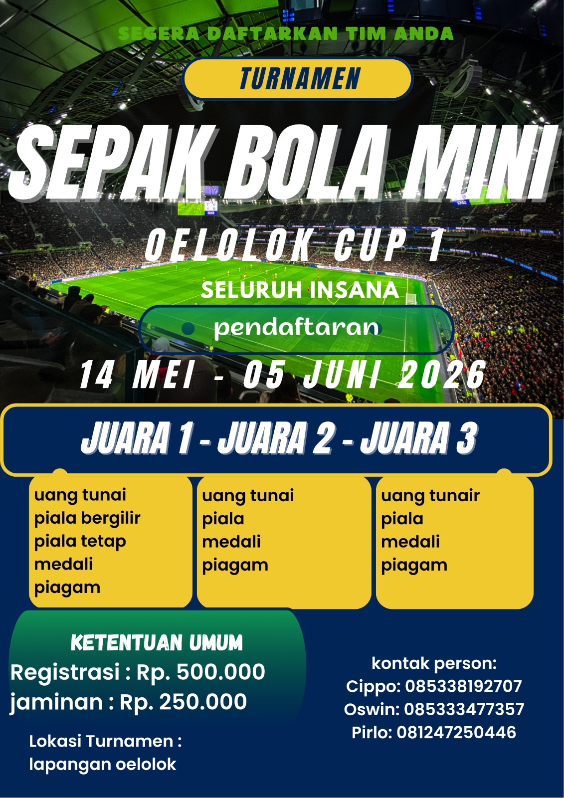 Pemuda Oelolok Matangkan Persiapan Lapangan Jelang Turnamen Oelolok Cup I